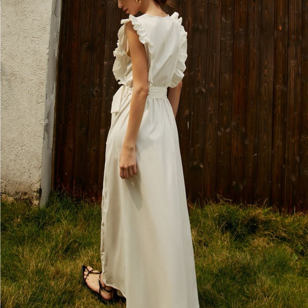 Commense White Ruffle Wrap Maxi Dress - Picture 5 of 6